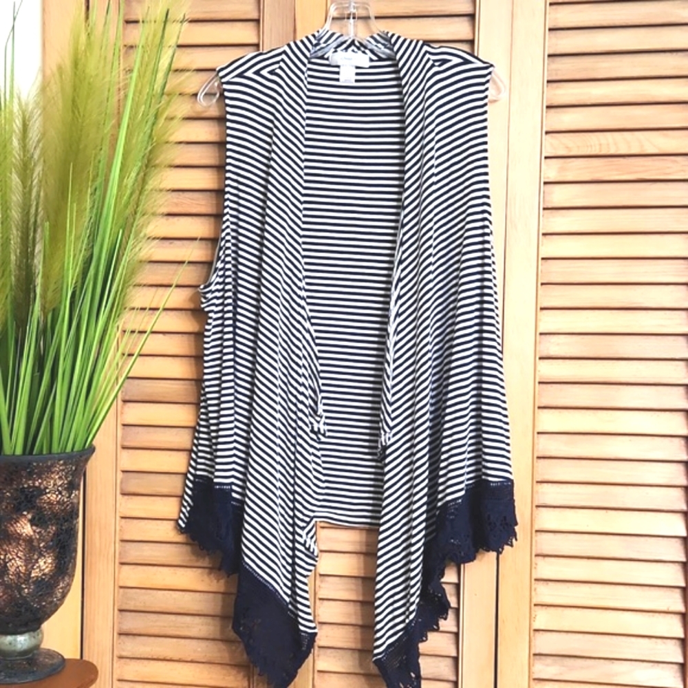Christopher & Banks Sleeveless Stripped Cardigan - Picture 5 of 11
